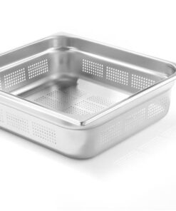 Perforated rostfri stålbehållare GN 2/3, (h)65 mm