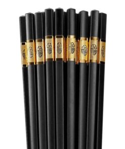 Ätpinnar Flergångs svarta m gulddekor 26,5cm 20st